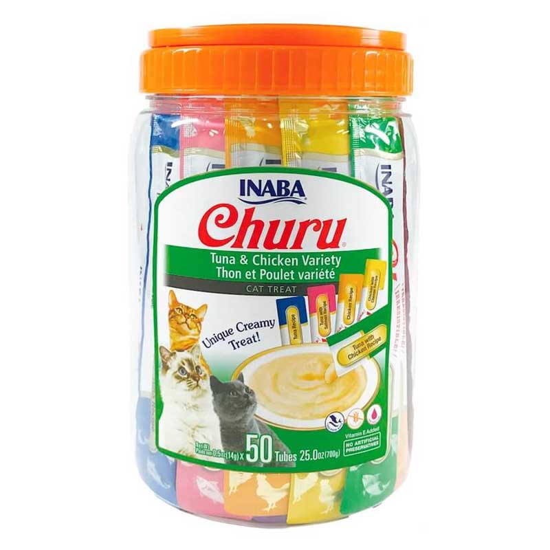 Snack Churu Variedades de Atún & Pollo para Gatos 50 Tubos