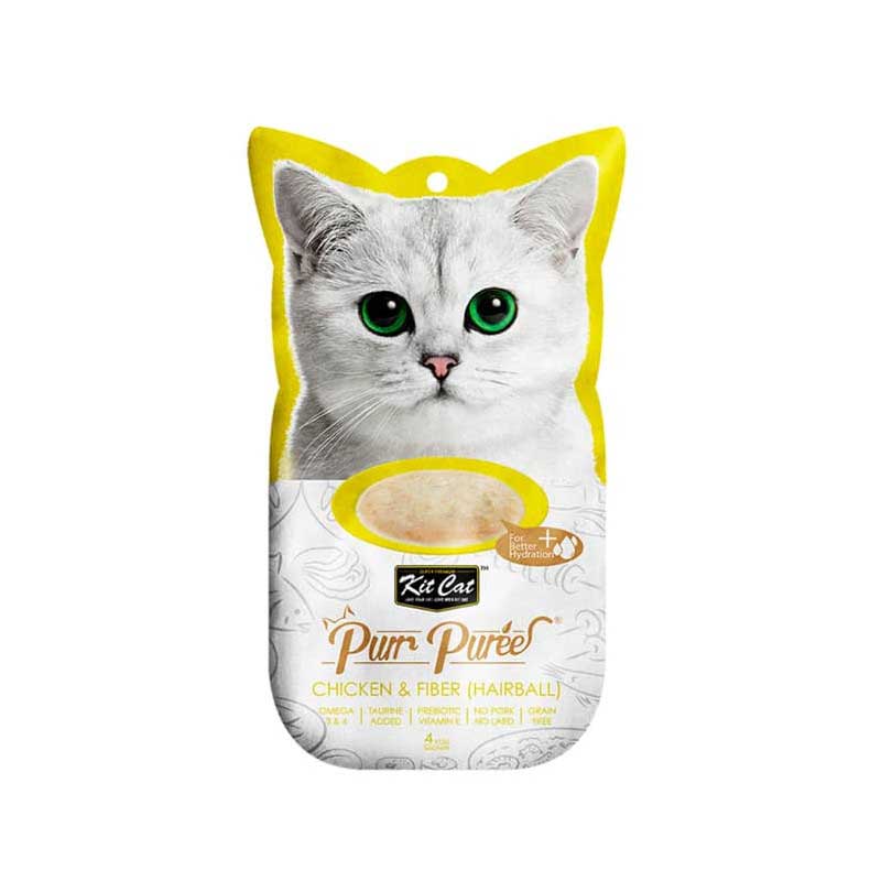 Kit Cat Purr Puree Pollo y Fibra (Hairball)