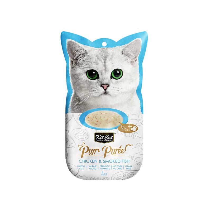 Kit Cat Purr Puree Pollo y Pescado Ahumado