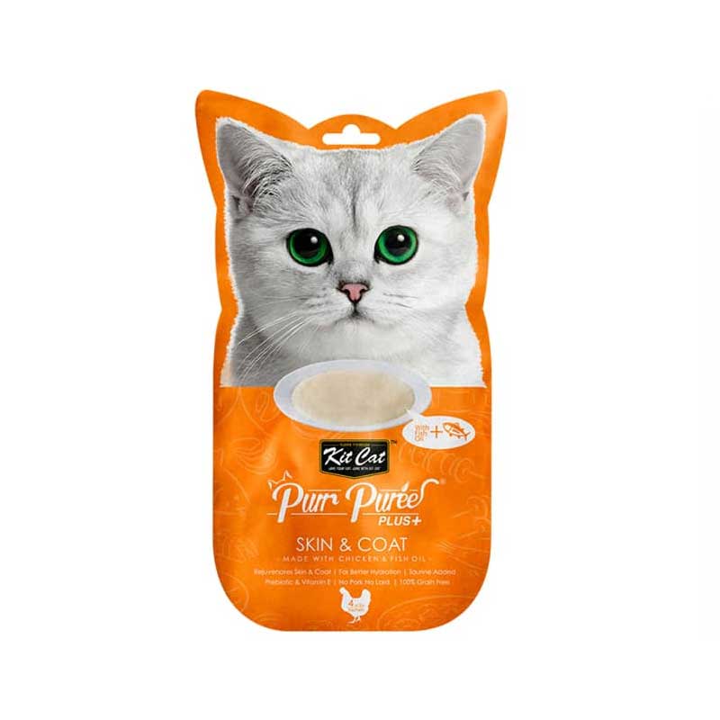 Kit Cat Purr Puree Plus+ Skin & Coat Pollo