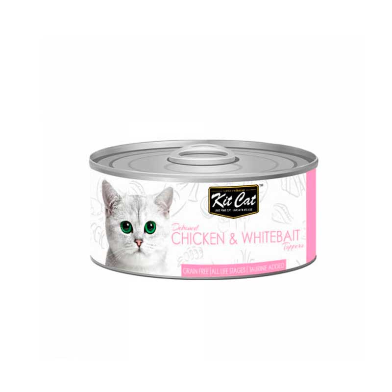 Kit Cat Lata Deboned Toppers Pollo y Whitebait 80 g