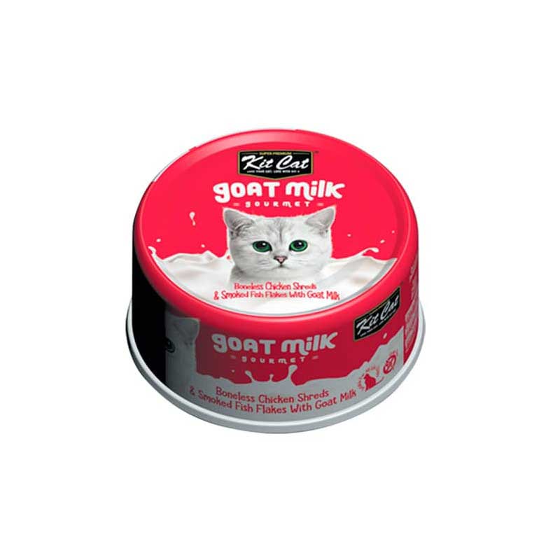 Kit Cat Lata Goat Milk Gourmet Pollo y Pescado Ahumado 70 g