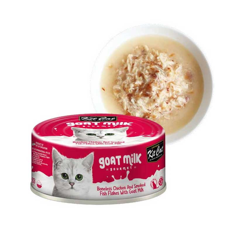 Kit Cat Lata Goat Milk Gourmet Pollo y Pescado Ahumado 70 g