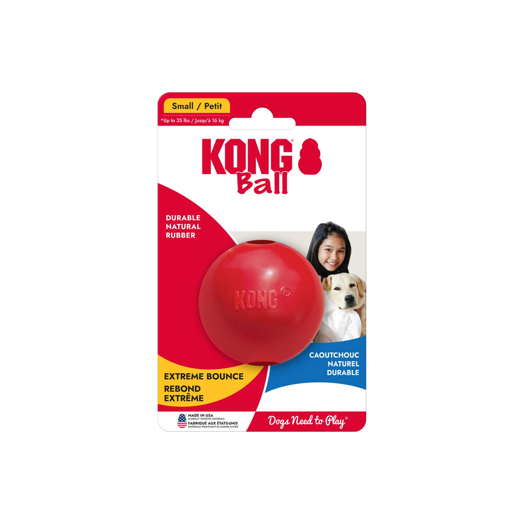 Kong Pelota Clásica para Perros de goma roja resistente, con abertura para premios y diseño duradero para juegos activos.