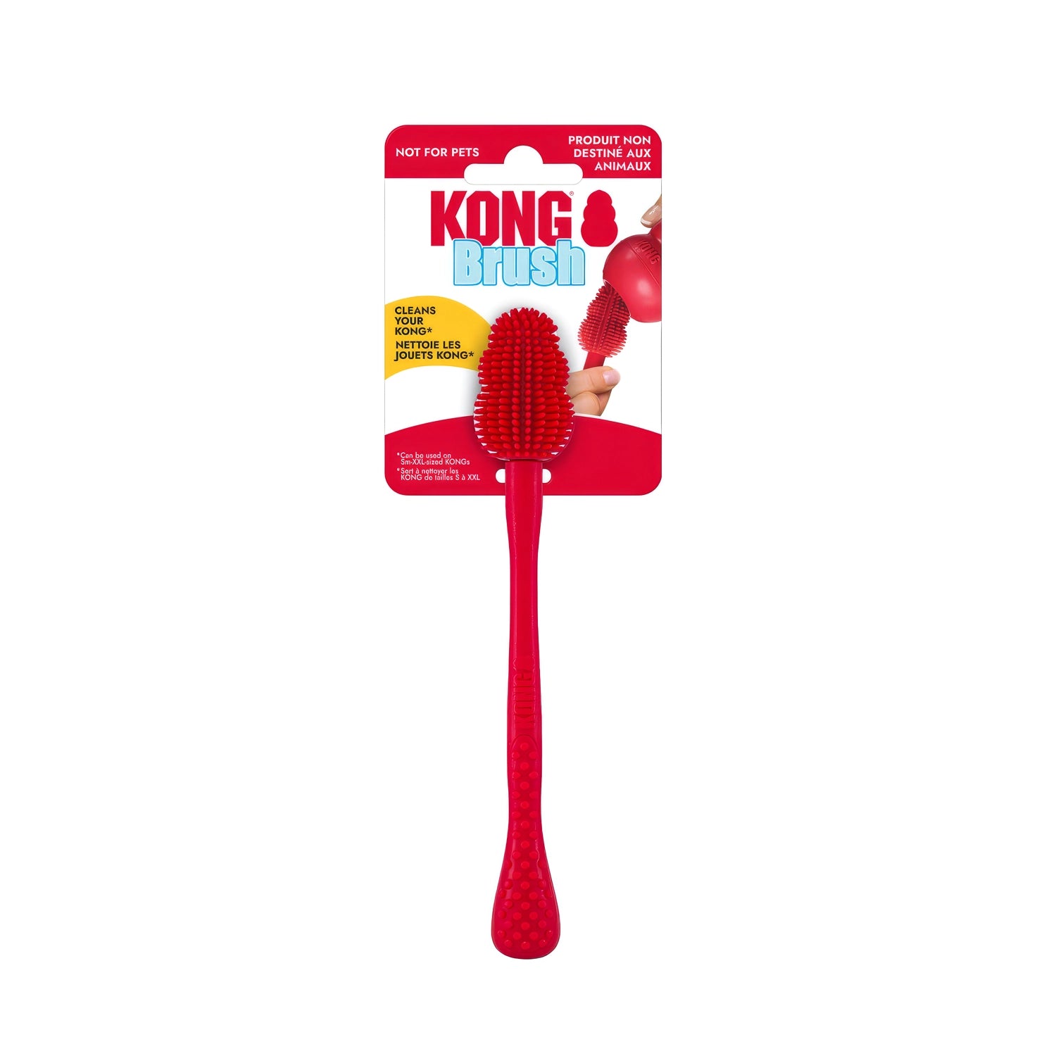 Kong Brush Cepillo de Limpieza color rojo con cerdas flexibles de silicona y mango ergonómico para juguetes KONG.
