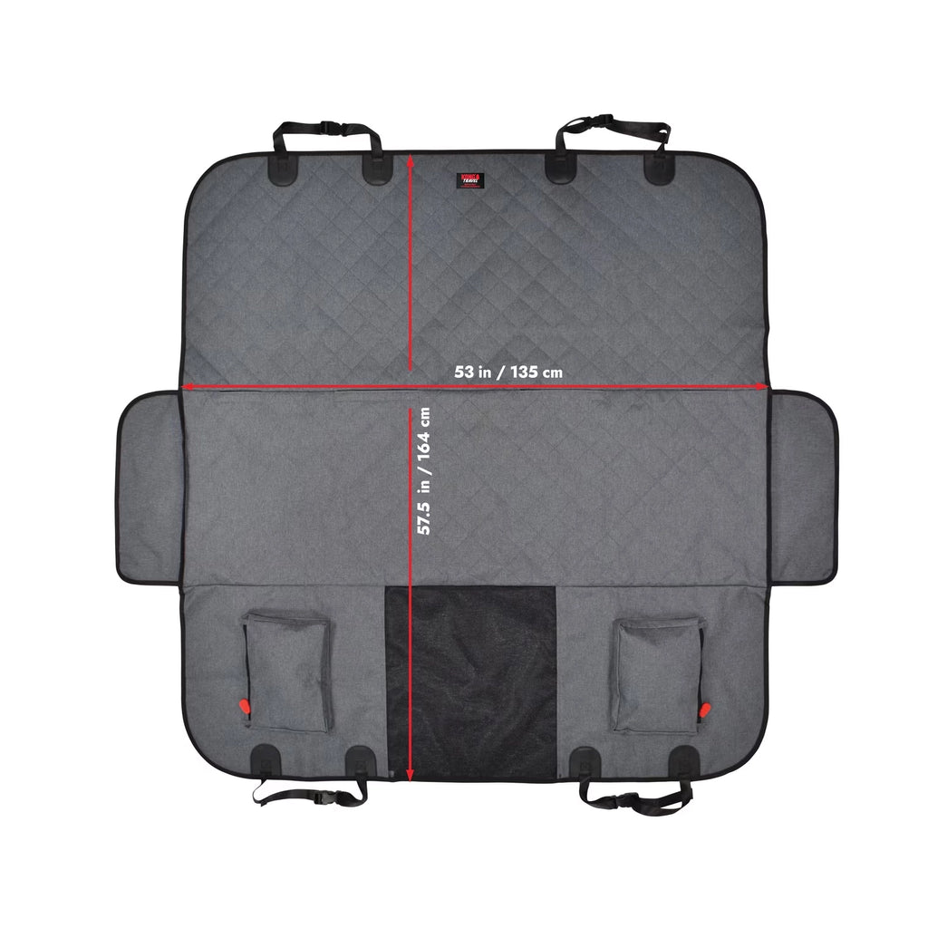 KONG Funda para Asiento Trasero y Hamaca para Auto instalada en un vehículo, protegiendo el asiento mientras un perro viaja cómodamente.