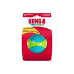 Pelota Dura "Corestrength" Kong color azul y verde, juguete resistente para perros con textura que ayuda a limpiar los dientes.