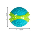 Pelota Dura "Corestrength" Kong color azul y verde, juguete resistente para perros con textura que ayuda a limpiar los dientes.