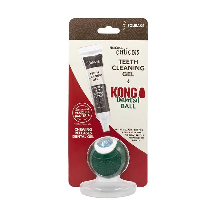 Kong Pelota Dental con Tropiclean Gel Dental - S