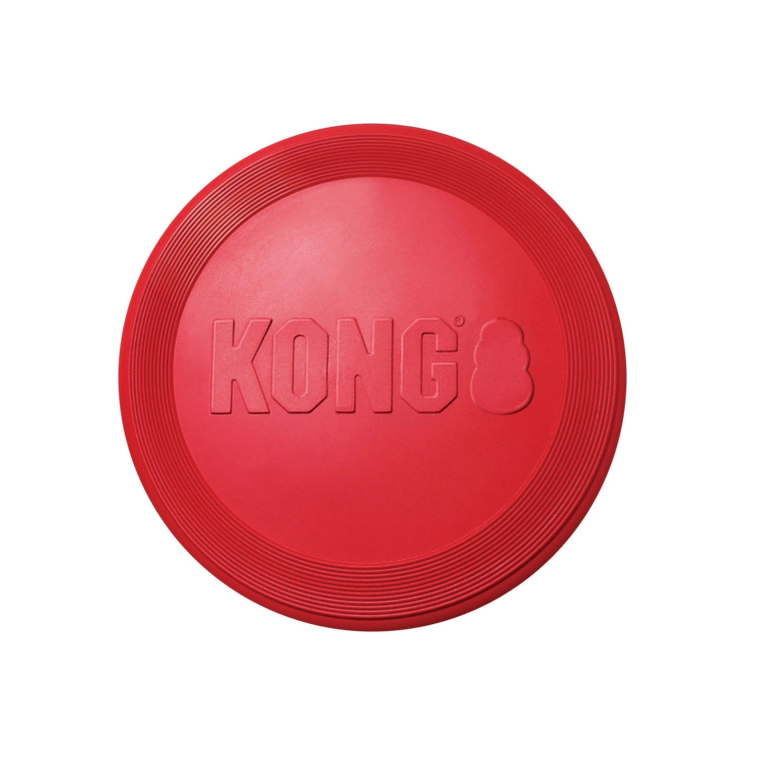 Kong Flyer Frisbee para Perros color rojo, disco flexible de goma resistente diseñado para lanzar, atrapar y jugar al aire libre.