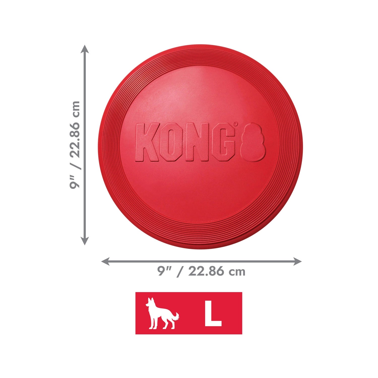 Kong Flyer Frisbee para Perros color rojo, disco flexible de goma resistente diseñado para lanzar, atrapar y jugar al aire libre.