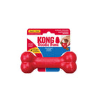Hueso KONG "Goodie Bone" Clásico color rojo, juguete de goma resistente para perros con forma de hueso y espacio para premios.