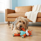 Peluche "Floppy Knots" Zorro Kong con cuerpo estampado y extremidades de cuerda anudada, ideal para morder y jugar.