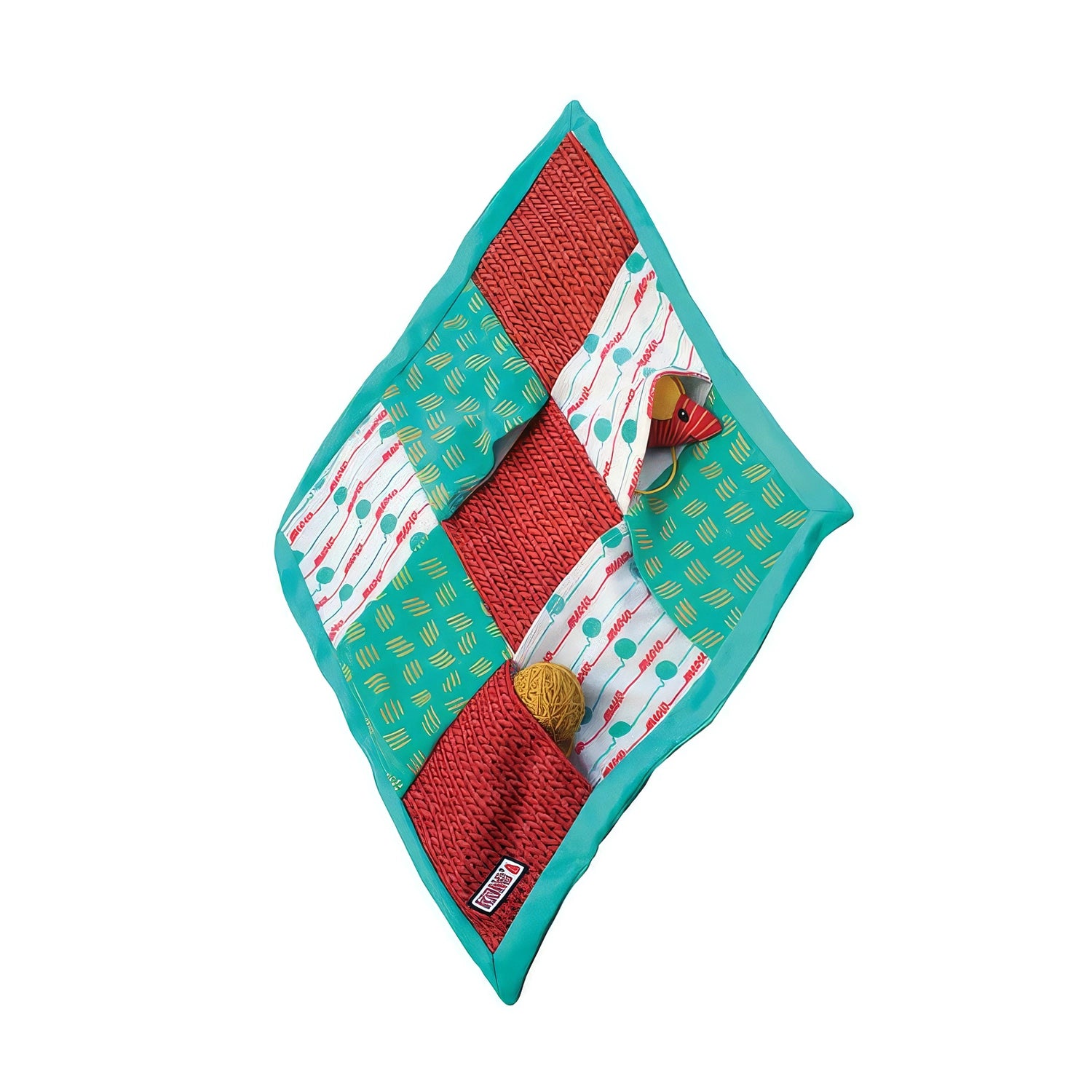 Juguete Kong Puzzlements Pockets para Gatos con bolsillos ocultos, texturas variadas y accesorios para estimular el juego.