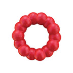 Juguete Kong Ring de caucho rojo con diseño circular texturizado y relieve de anillos, ideal para masticar y jugar.