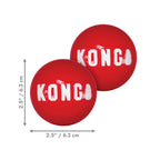 Pelota Kong "Signature" 2-Pack con dos pelotas rojas para perros, diseño resistente con sonido y empaque original KONG.