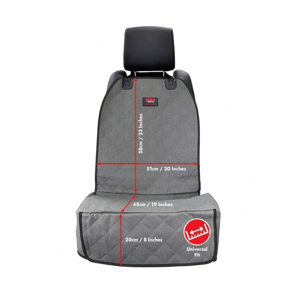 KONG Funda para Asiento Individual de Auto acolchada en color gris con bordes rojos, diseñada para proteger el asiento del vehículo.