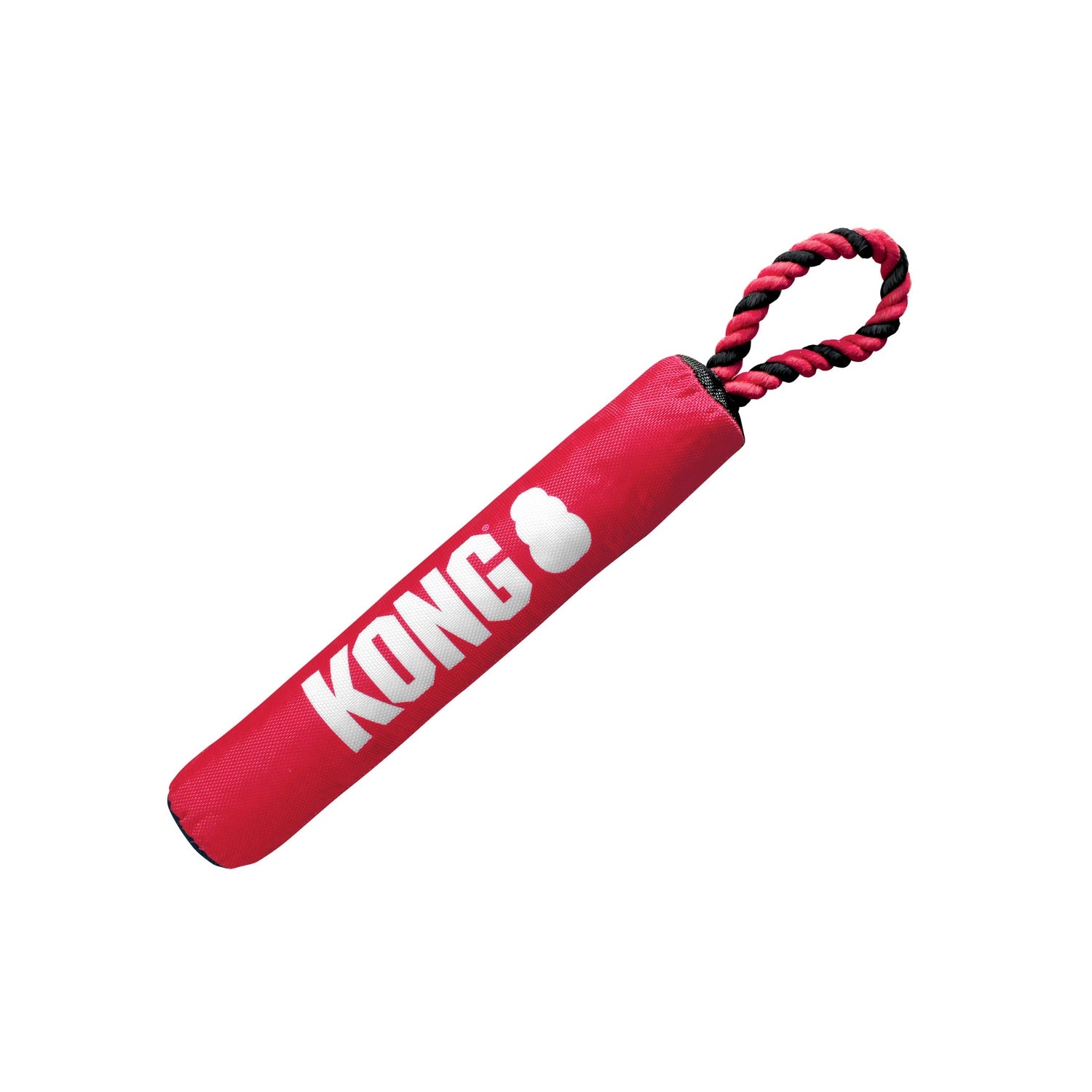 Kong Signature Juguete Stick con Cuerda de tela roja resistente, con asa de cuerda trenzada para lanzar y tirar.