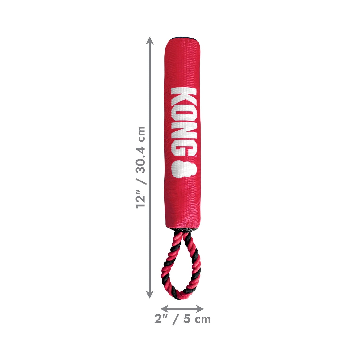 Kong Signature Juguete Stick con Cuerda de tela roja resistente, con asa de cuerda trenzada para lanzar y tirar.