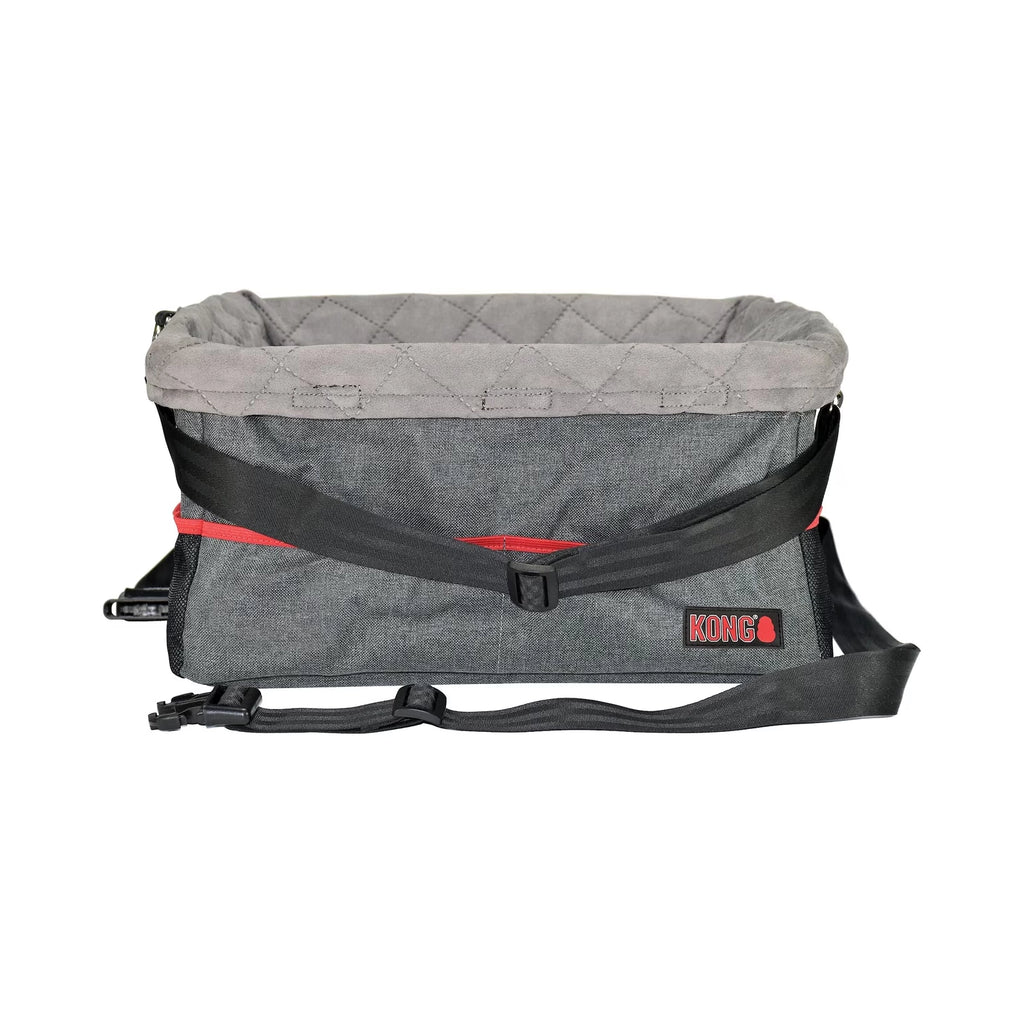KONG Booster Seat Asiento Elevado para Auto en color gris con acolchado, correas de sujeción y diseño seguro para perros pequeños.