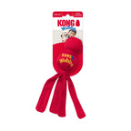 Juguete KONG WUBBA color rojo para perros, diseño con pelota resistente y cintas largas para lanzar, tirar y jugar.