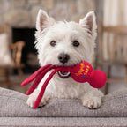 Juguete KONG WUBBA color rojo para perros, diseño con pelota resistente y cintas largas para lanzar, tirar y jugar.