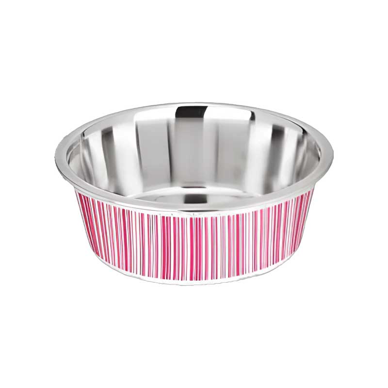 Kumar Plato Blanco con Rayas Rosa para Perros