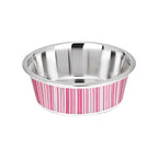 Kumar Plato Blanco con Rayas Rosa para Perros - 400 ml