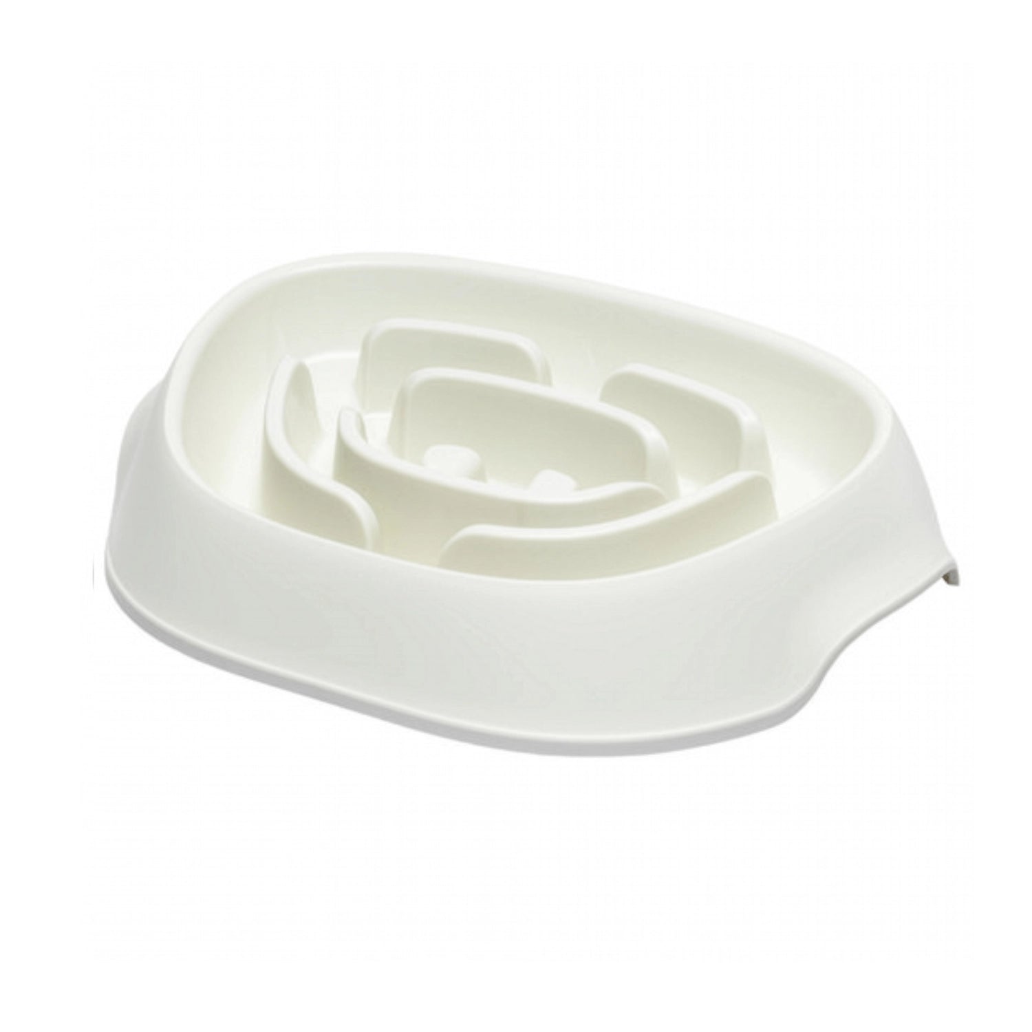 Comedero Lento Slomo Moderna color blanco, bowl para perros con laberinto interior que ayuda a reducir la velocidad al comer.