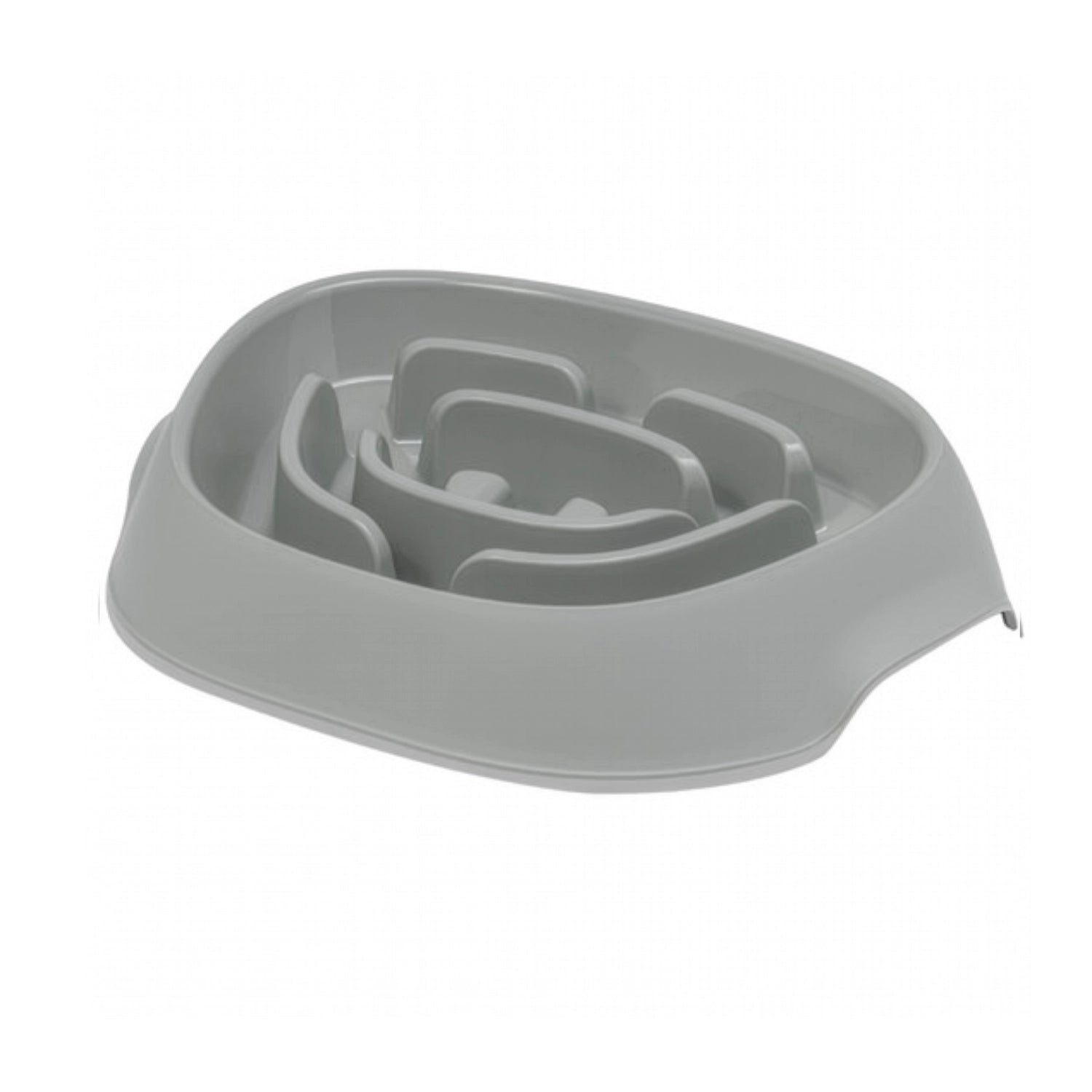 Comedero Lento Slomo Moderna color gris, bowl para perros con laberinto interior que ayuda a reducir la velocidad al comer.