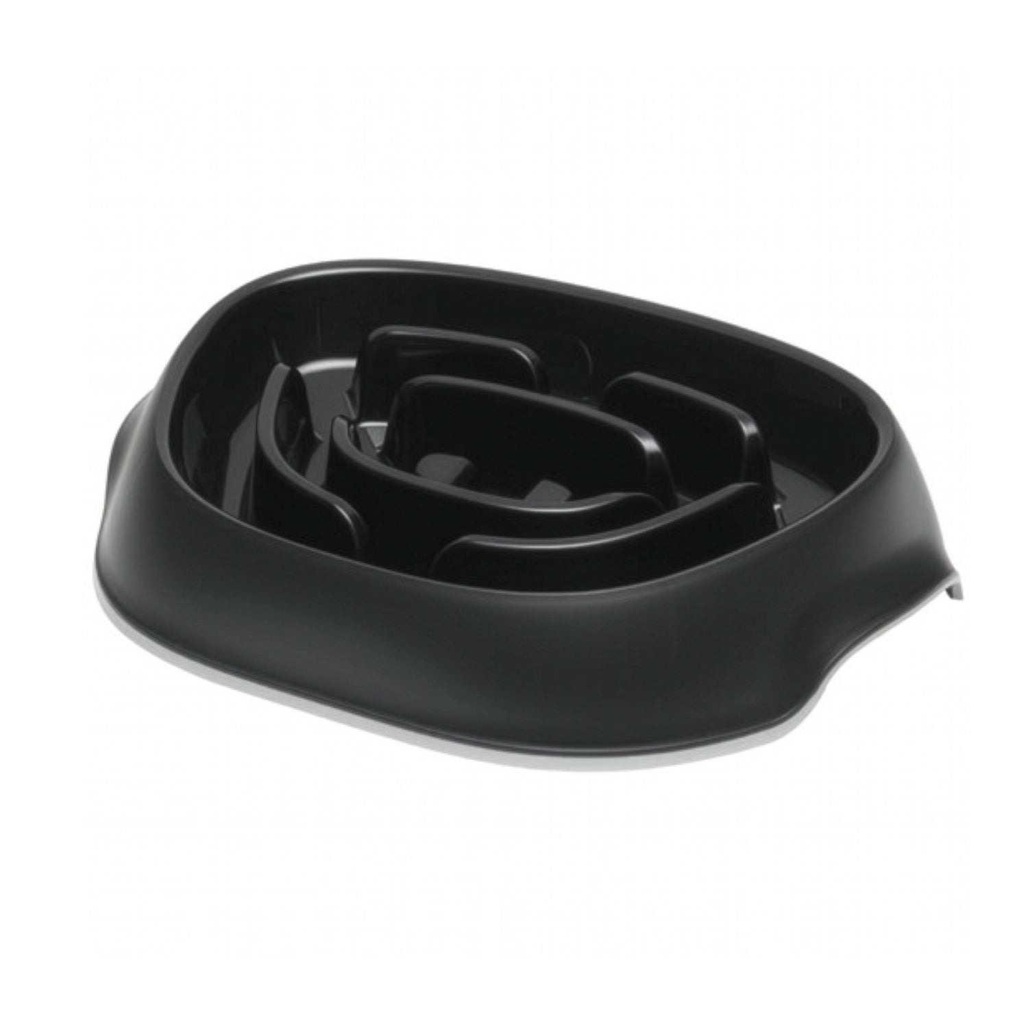 Comedero Lento Slomo Moderna color negro, bowl para perros con laberinto interior que ayuda a reducir la velocidad al comer.