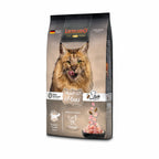 Leonardo Gato Adulto Maxi GF alimento seco para gatos grandes, bolsa beige con gato adulto y receta grain free.
