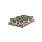 Leonardo Lata de Conejo alimento húmedo para gatos pack 6 latas , envase lila con imagen de gato gris y receta rica en conejo.