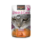 Leonardo Pouch Drink & Care Beauty para gatos, suplemento líquido con pollo que favorece el cuidado de piel y pelaje.