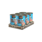 Lata Leonardo Lata Gatitos para gatos pequeños 6 pack, diseño azul con gatito gris y proteína de ave premium.