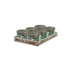Lata Leonardo Lata Pato para gatos adultos 6 latas, diseño verde con retrato de gato gris y proteína de pato premium.