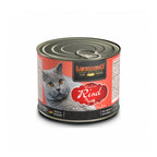 Leonardo Lata de Ternera alimento húmedo para gatos 200 g, envase rojo con gato gris y receta rica en carne de ternera.