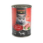 Leonardo Lata de Ternera alimento húmedo para gatos 400 g, envase rojo con gato gris y receta rica en carne de ternera.