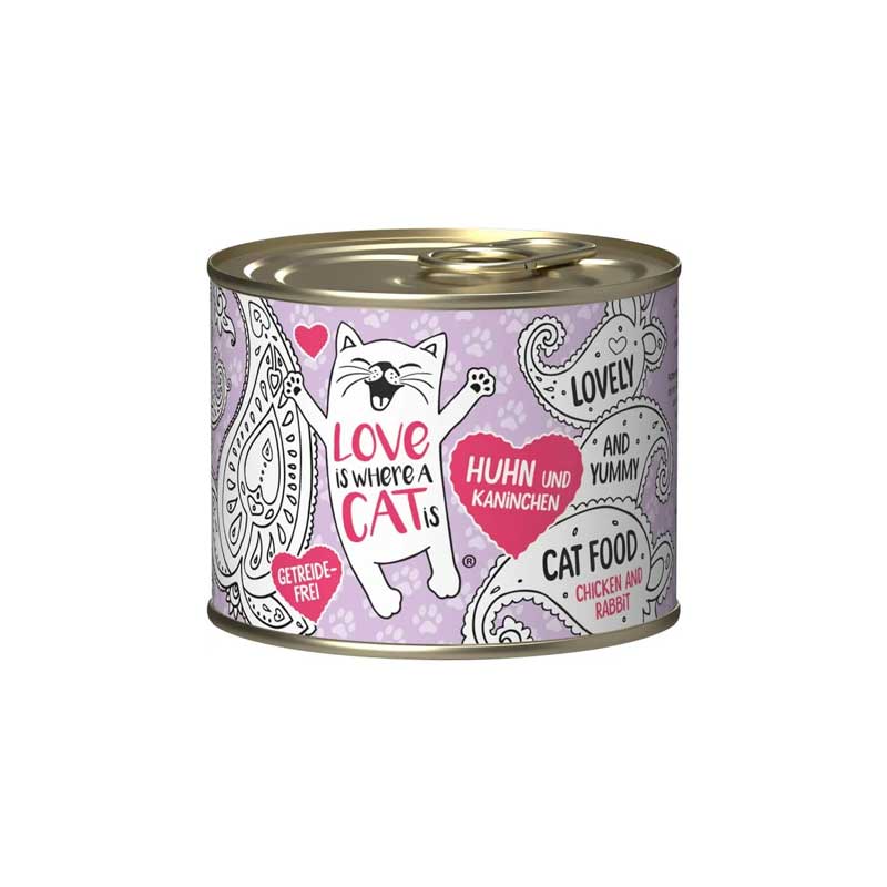 Love is Where a Cat is Lata Pure Pollo y Conejo 200 g