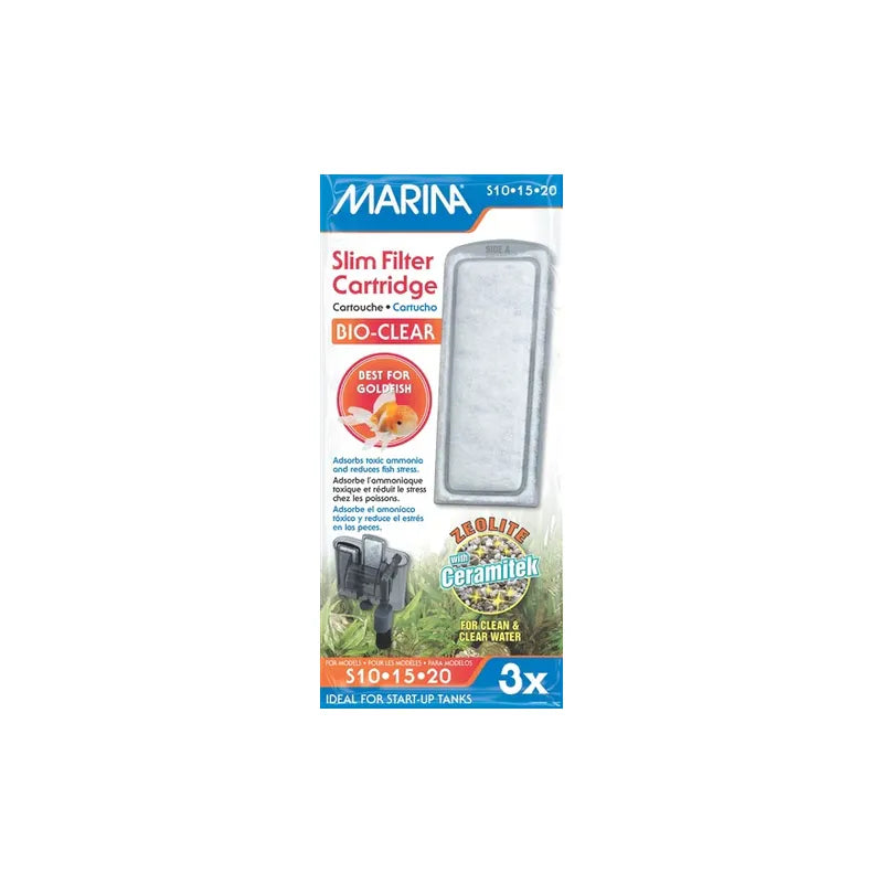 Marina Bio Filtro Zeolite/Ceramitek Slim Filter Cartridge en empaque, cartucho filtrante con zeolita y ceramitek para acuarios