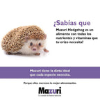 Mazuri Alimento para Erizo de Tierra "Hedgehog Diet", alimento pelletizado premium para erizos, bolsa con imagen de dos erizos.