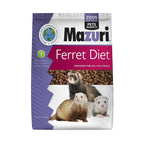 Mazuri Alimento para Hurón "Ferret Diet" pellets de alta energía para hurones, bolsa con imagen de tres hurones en el envase.