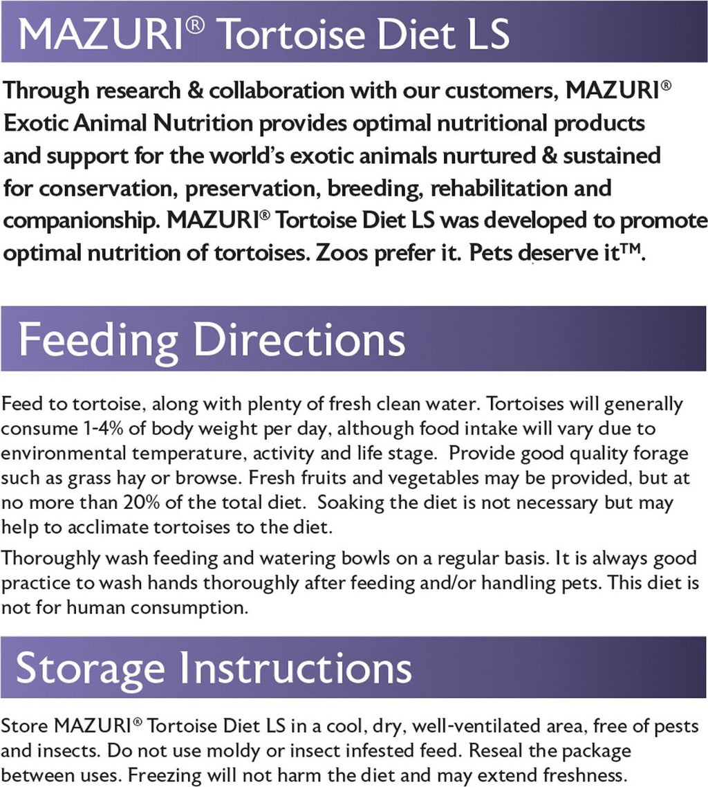 Mazuri "Tortoise Diet LS" para Tortugas Terrestres