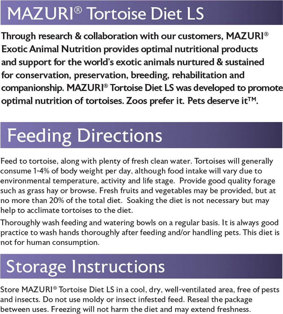 Mazuri "Tortoise Diet LS" para Tortugas Terrestres