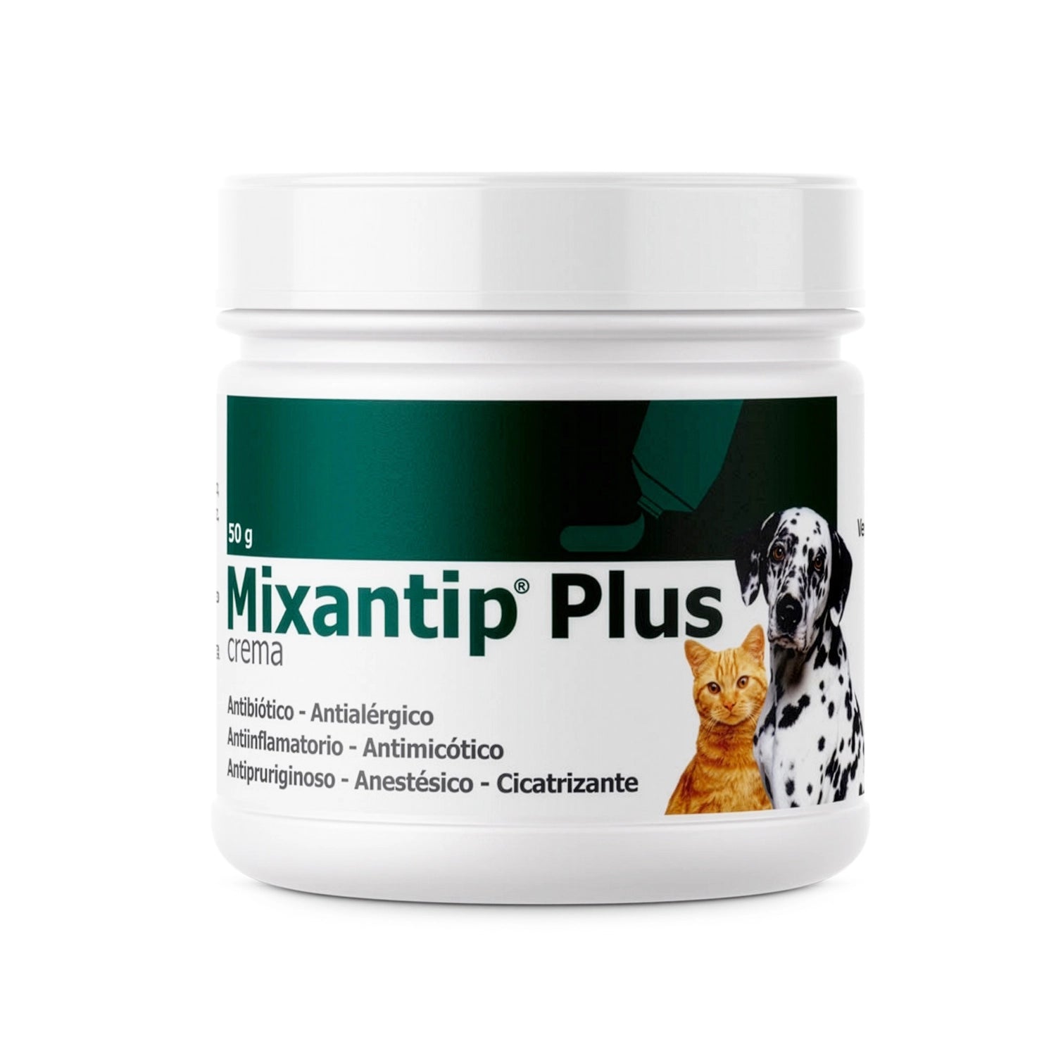 Mixantip Plus Crema para perros y gatos en envase de 50 g con propiedades antiinflamatorias y antialérgicas.