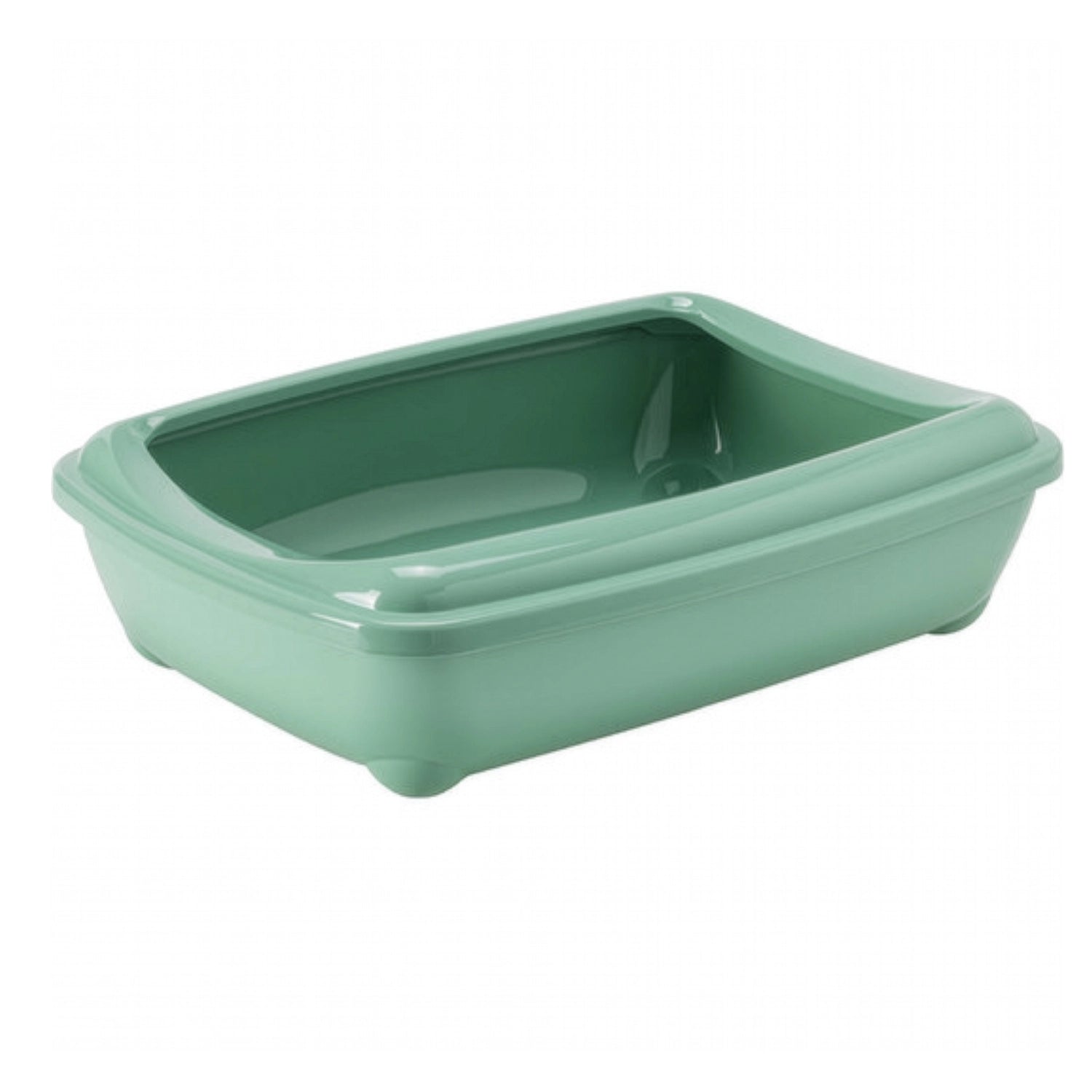 Bandeja Sanitaria con Borde Arist-O-Tray Moderna color verde agua, arenero abierto para gatos con borde elevado antiderrames.