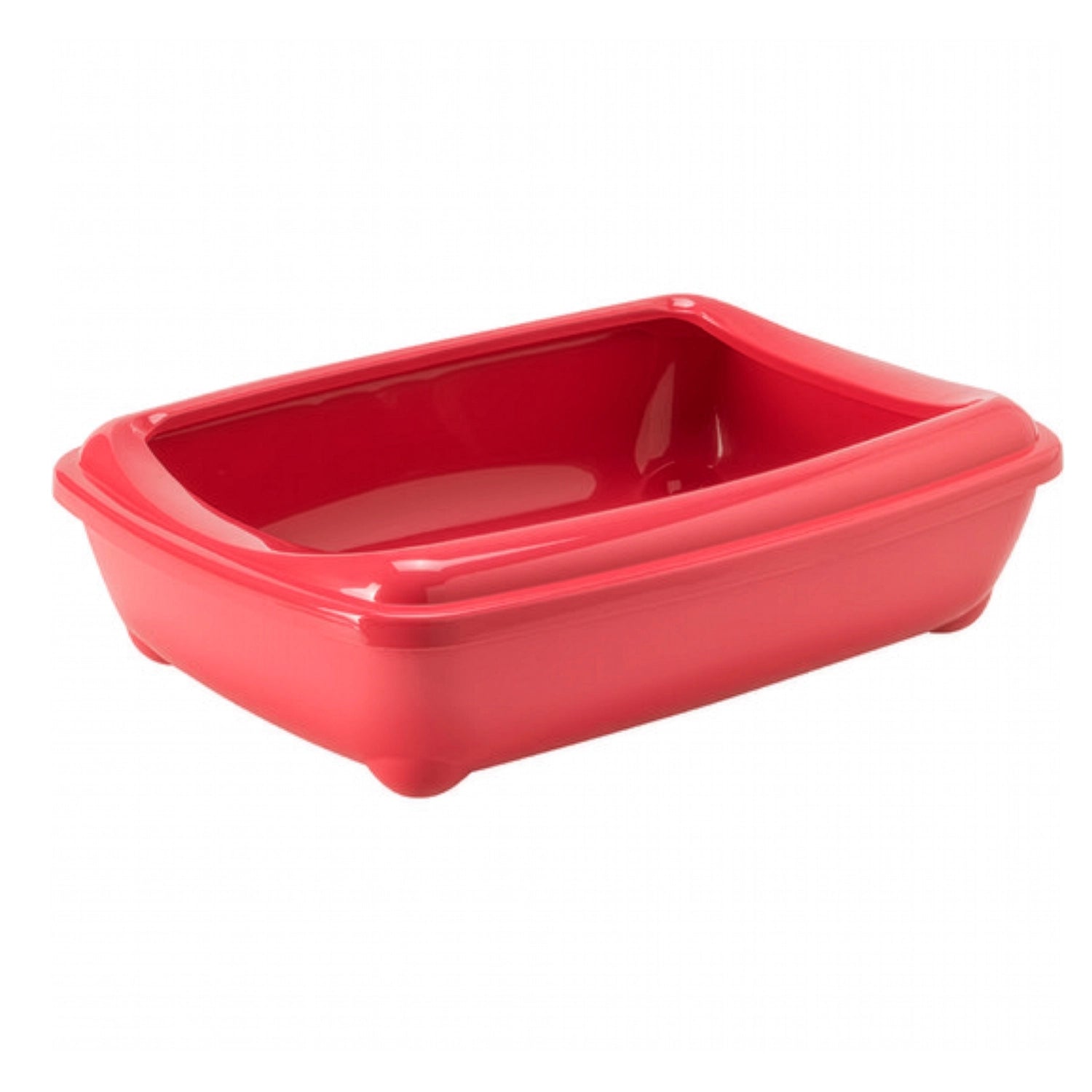 Bandeja Sanitaria con Borde Arist-O-Tray Moderna color coral, arenero abierto para gatos con borde elevado antiderrames.