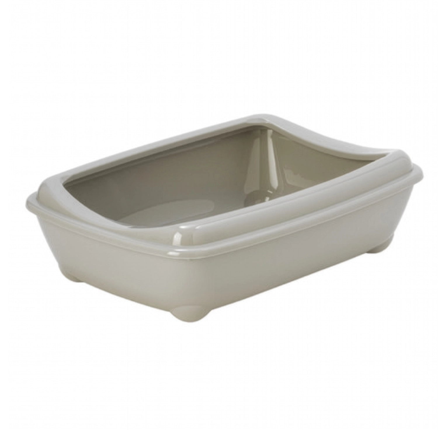 Bandeja Sanitaria con Borde Arist-O-Tray Moderna color gris, arenero abierto para gatos con borde elevado antiderrames.