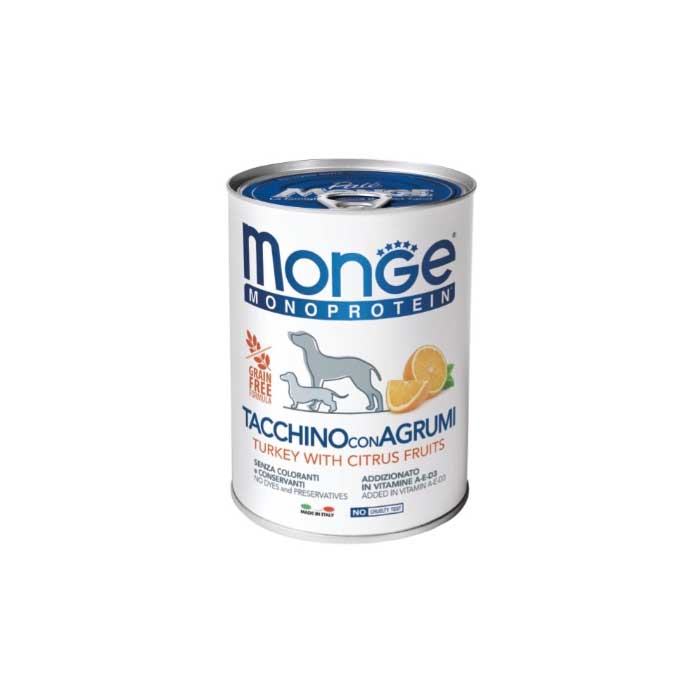 Monge Lata Perro Mono Protein de Pavo con Frutas Cítricas 400 g