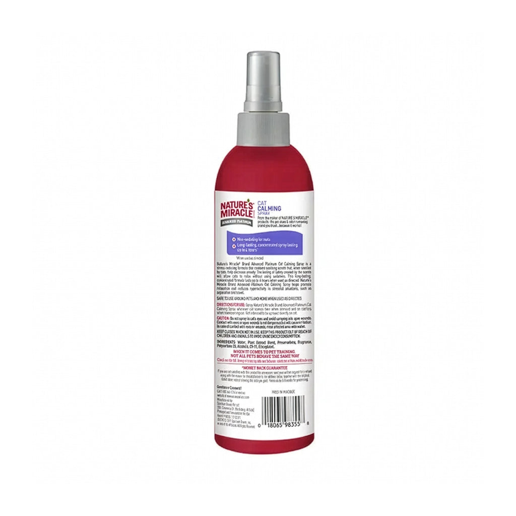 Spray Calmante Nature's Miracle No Stress para Gatos en botella con atomizador, diseñado para ayudar a reducir el estrés en situaciones difíciles.
